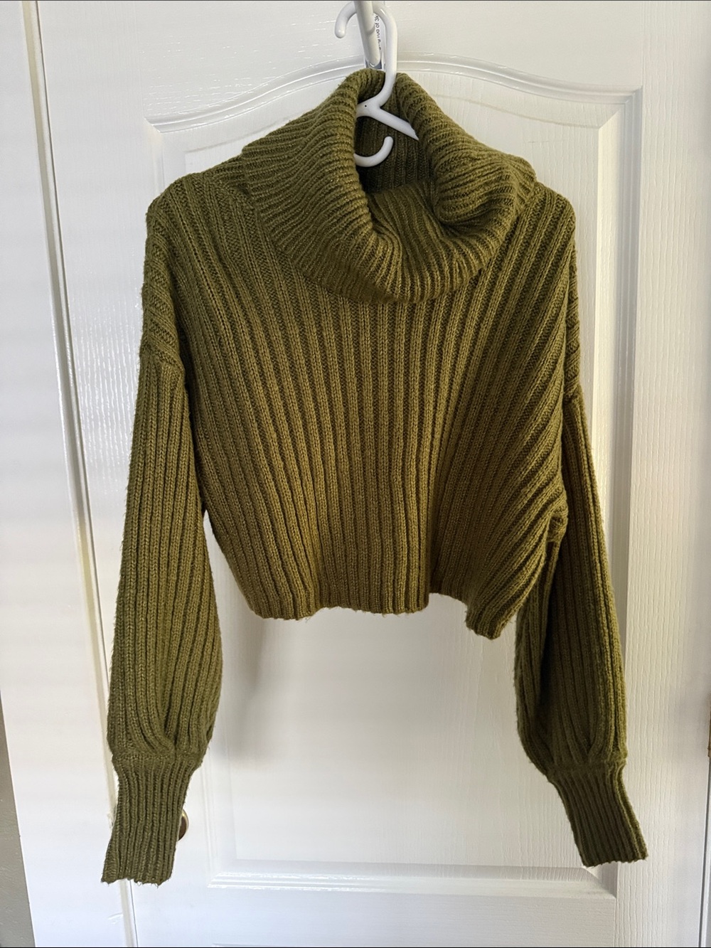 Urban Outfitters Olive Ribbed Cropped Turtleneck Sweater